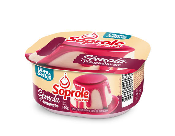 Sémola con leche salsa frambuesa